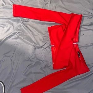 Red cropped off the shoulder shirt